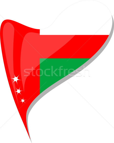 Stock photo: Oman flag button heart shape. vector