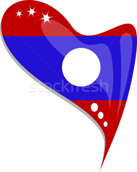Stock photo: Laos flag button heart shape. vector