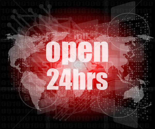 Security concept: open 24 hours on digital screen Stock photo © fotoscool