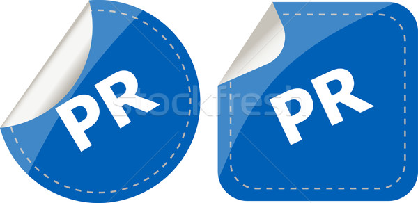 Stock photo: pr word on stickers set, icon button