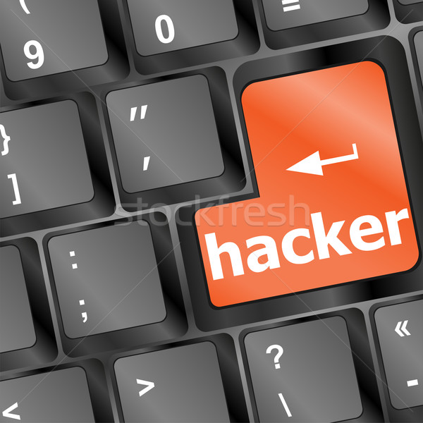 hacker word on keyboard, cyber attack, cyber terrorism concept Stock photo © fotoscool