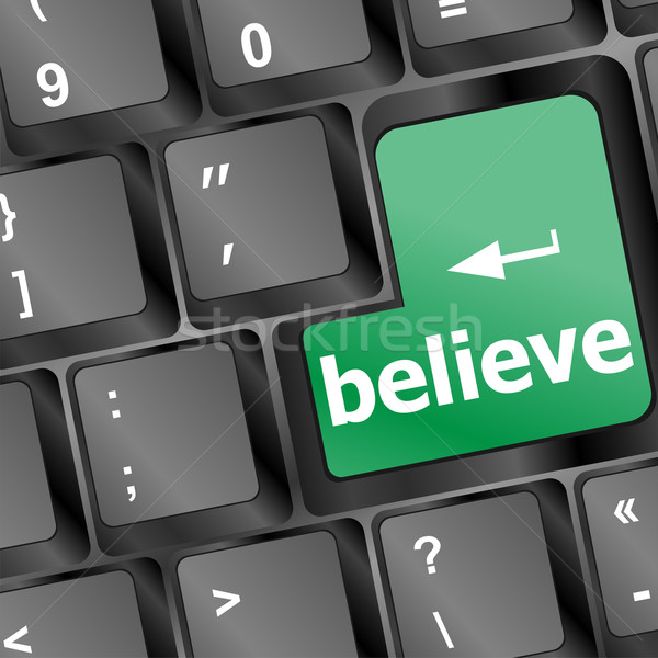 Stock photo: keyboard with believe text and arrow