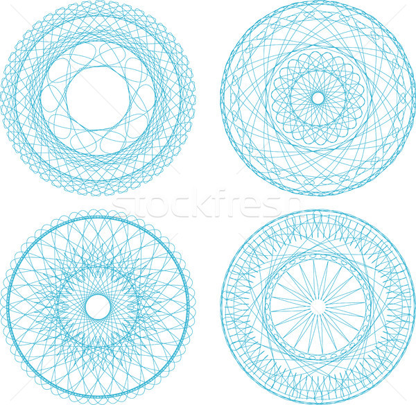 A set of guilloche blue seal, pattern for currency, certificate or diplomas Stock photo © fotoscool