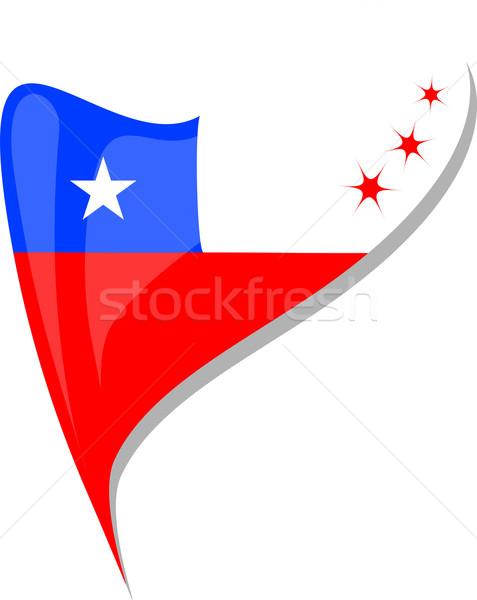 Stock photo: chile flag button heart shape. vector