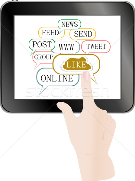 Kezek érintőképernyő digitális tabletta üzlet kéz Stock fotó © fotoscool
