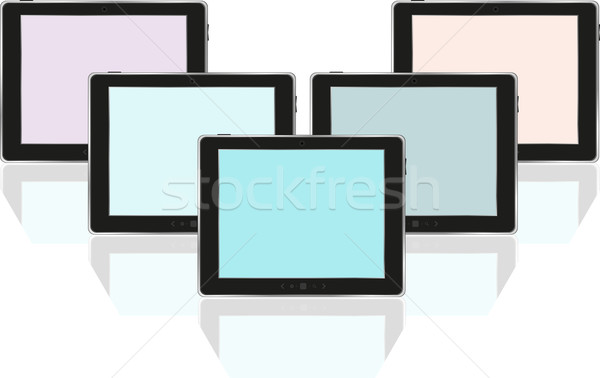 Set of digital tablets with colored screen isolated on white Stock photo © fotoscool