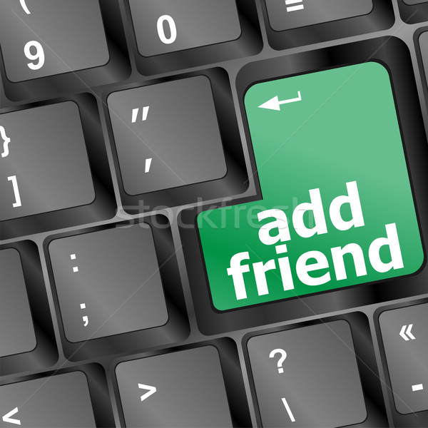 Keyboard with green add as friend button, social network concept Stock photo © fotoscool