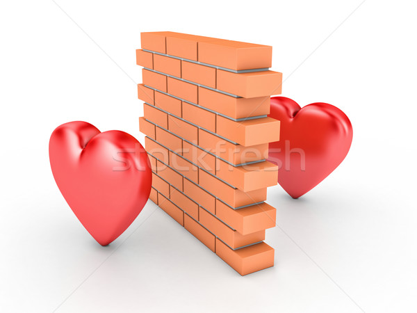 Wall and two hearts Stock photo © FotoVika