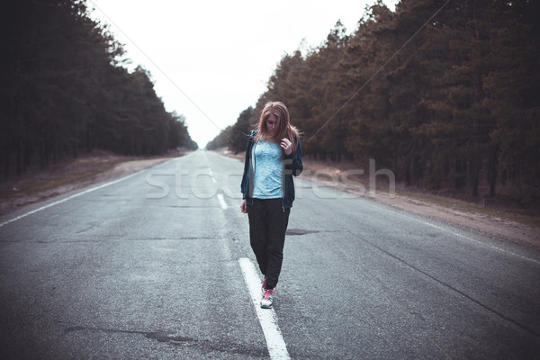 Girl on a road Stock photo © FotoVika