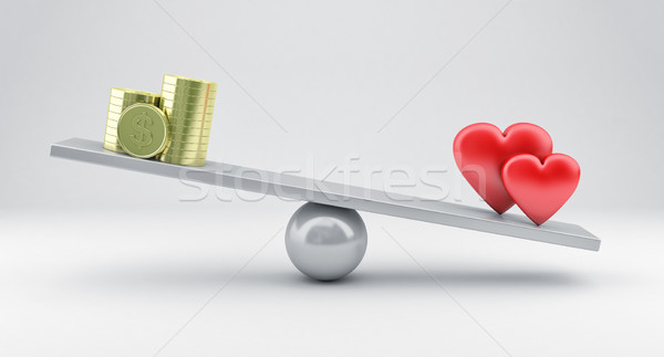 Scales with hearts and money Stock photo © FotoVika