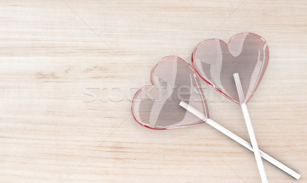 Dois vermelho ilustração mesa de madeira coração diversão Foto stock © FotoVika