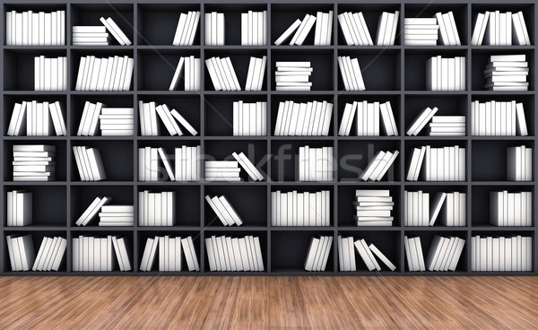 Könyvszekrény könyvek 3d illusztráció fehér szín fa Stock fotó © FotoVika