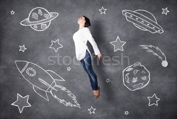 Stock photo: Flying girl