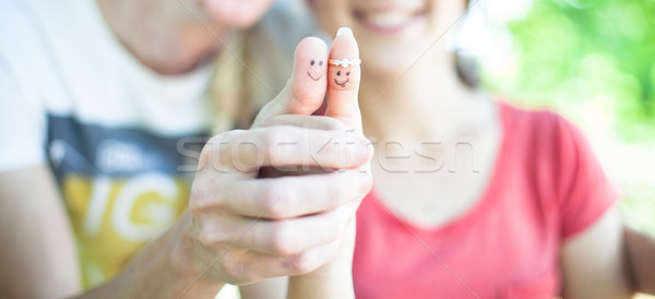 Dois dedos foto amoroso casal família Foto stock © FotoVika