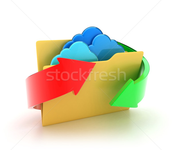 Foto stock: Dobrador · ilustração · amarelo · azul · nuvens