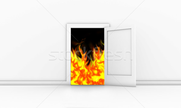Ajtó nyitott ajtó fehér szoba tűz kívül Stock fotó © FotoVika