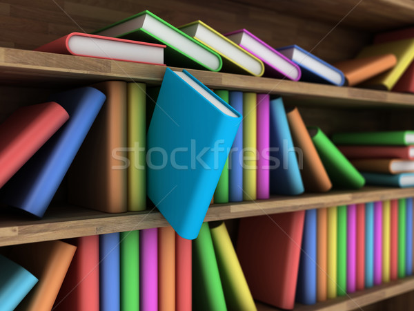 書櫃 插圖 書籍 不同 顏色 木 商業照片 © FotoVika