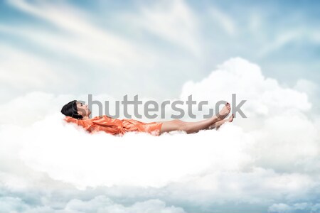 Lány felhő gyönyörű lány alszik fehér nő Stock fotó © FotoVika