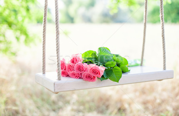 Foto stock: Flores · balançar · belo · rosa · flor · grama