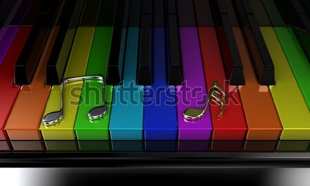 Сток-фото: многоцветный · фортепиано · иллюстрация · серебро · Тюнинг · вилка