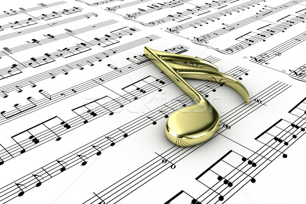 Zenei hang arany írott jegyzetek ír hang Stock fotó © FotoVika