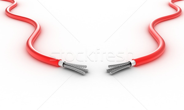 ストックフォト: 2 · 線 · 実例 · 電気 · 白 · 赤