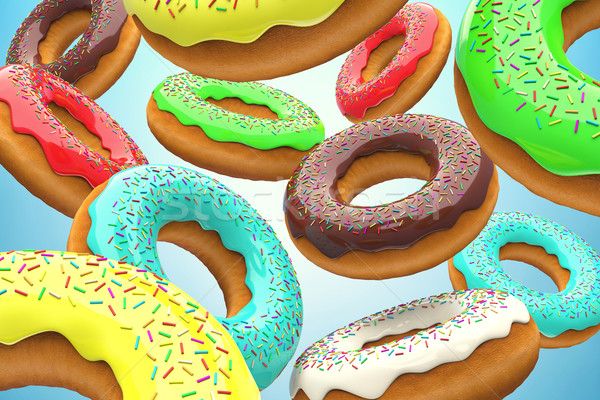 Donuts illustration savoureux battant air alimentaire Photo stock © FotoVika