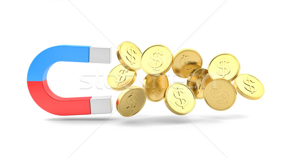 Magnes monet złote monety biały działalności ceny Zdjęcia stock © FotoVika