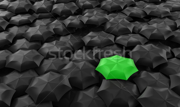 иллюстрация один зеленый зонтик многие Сток-фото © FotoVika