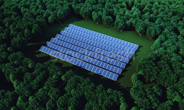Zonne batterijen nieuwe zuiver elektriciteit natuur Stockfoto © FotoVika