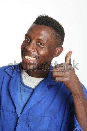 Foto stock: África · hombre · preocupado · pelo · azul · triste