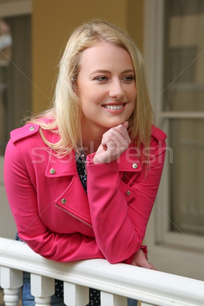 Pretty Blond Girl on Veranda Stock photo © fouroaks