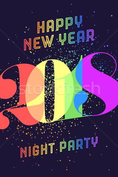 с Новым годом красочный радуга текста ночь Сток-фото © FoxysGraphic