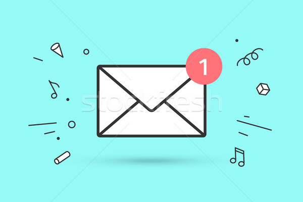 ícone novo e-mail envelope vermelho marcador Foto stock © FoxysGraphic
