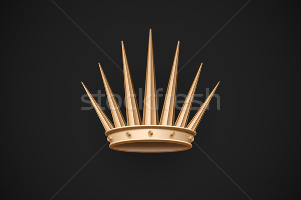 Icon of old royal crown on a dark black background. Vector Illustration. Stock photo © FoxysGraphic