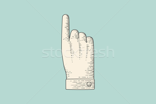 Drawing of hand sign with thumbs up in engraving style Stock photo © FoxysGraphic