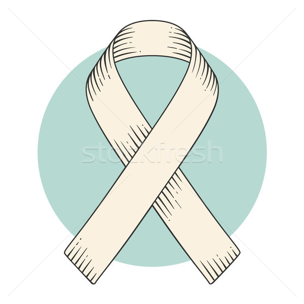Medicine ribbon in engraving style. International symbol of AIDS, HIV, cancer, heart disease, stroke Stock photo © FoxysGraphic