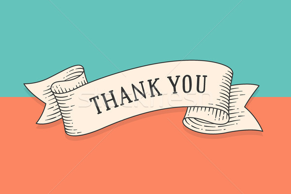 Stock photo: Greeting card with ribbon and phrase Thank you