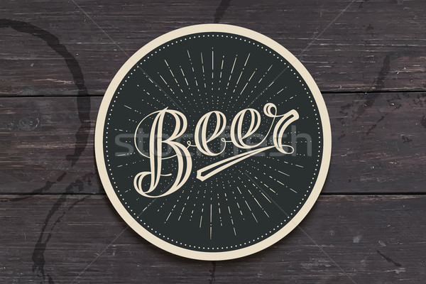 Stock photo: Coaster with hand drawn lettering Beer