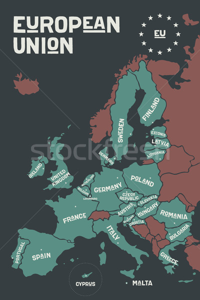 Poster map of the European Union with country names Stock photo © FoxysGraphic