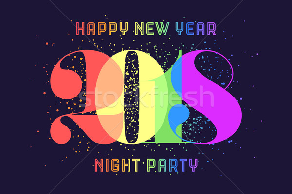 с Новым годом красочный радуга текста ночь Сток-фото © FoxysGraphic