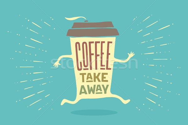 Poster uit koffiekopje koffie weg Stockfoto © FoxysGraphic
