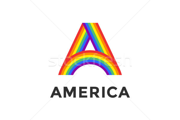 Rainbow letter A and text America Stock photo © FoxysGraphic