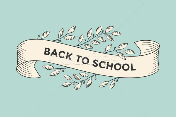 Grußkarte Inschrift Einladung Zurück in die Schule alten Jahrgang Stock foto © FoxysGraphic