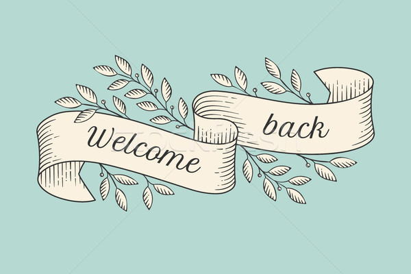 Felicitare bun venit înapoi vechi epocă Imagine de stoc © FoxysGraphic