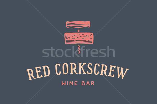 Label of wine bar with corkscrew Stock photo © FoxysGraphic