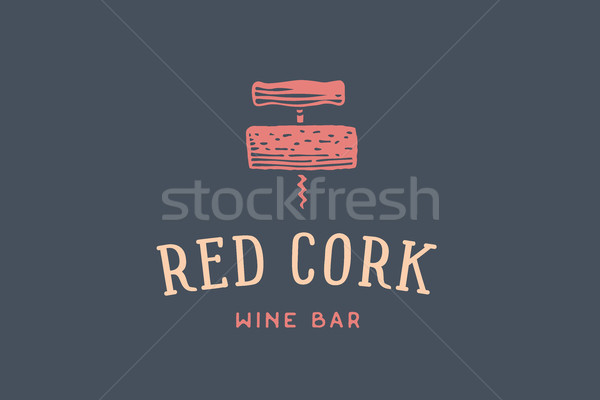 Címke borozó dugóhúzó bordugó szöveg piros Stock fotó © FoxysGraphic