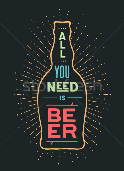 Poszter sör nem szalag sörösüveg szöveg Stock fotó © FoxysGraphic