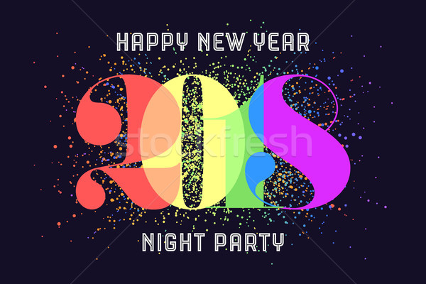 с Новым годом красочный радуга текста ночь Сток-фото © FoxysGraphic