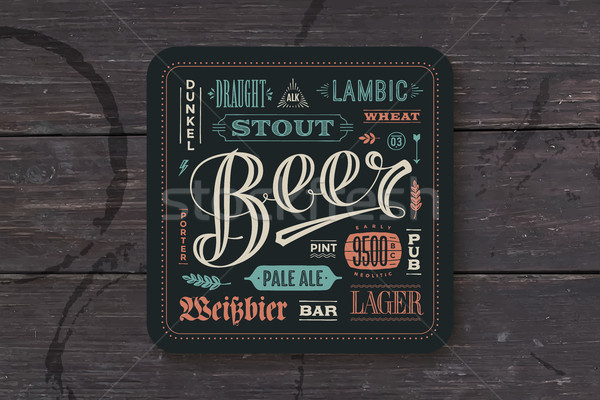 Stock photo: Coaster for beer with hand drawn lettering